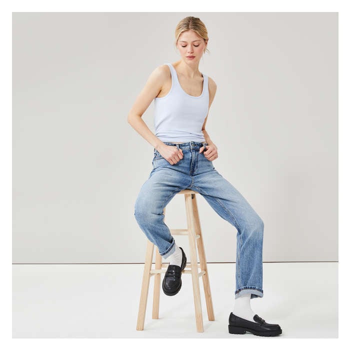 Aux Femmes Cami essentielle en coton biologique - Bleu Cendré